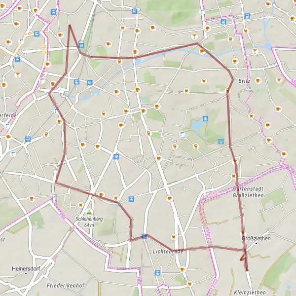 Map miniature of "Scenic Gravel Ride" cycling inspiration in Berlin, Germany. Generated by Tarmacs.app cycling route planner