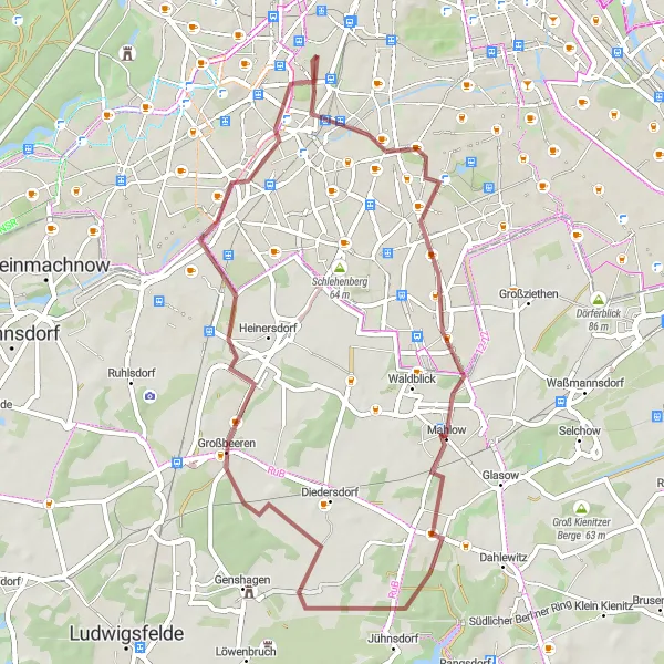 Karten-Miniaturansicht der Radinspiration "Abenteuerliche Gravel-Tour nach Lichterfelde" in Berlin, Germany. Erstellt vom Tarmacs.app-Routenplaner für Radtouren