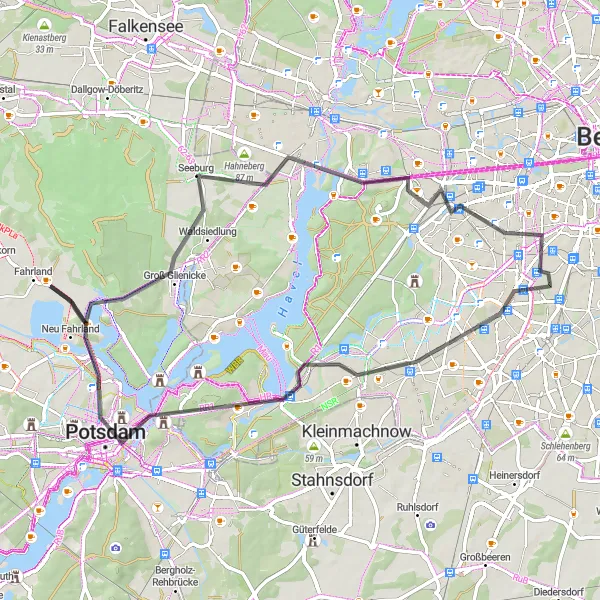 Karten-Miniaturansicht der Radinspiration "Rund um Berlin: Von Schöneberg nach Potsdam" in Berlin, Germany. Erstellt vom Tarmacs.app-Routenplaner für Radtouren