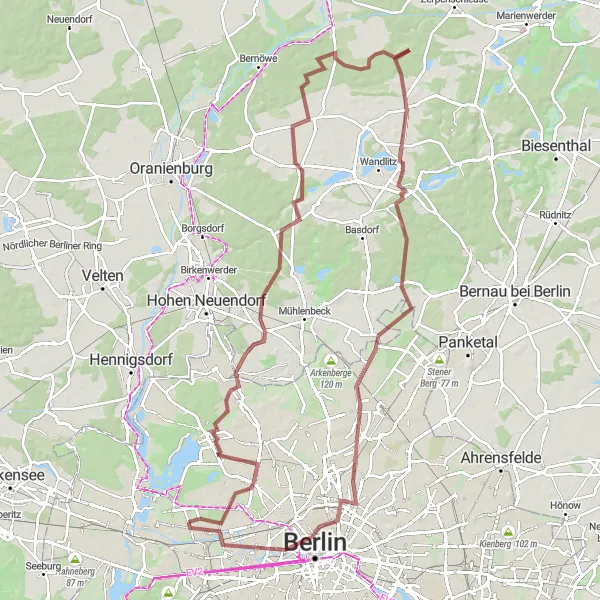 Map miniature of "Siemensstadt to Humboldt-Schloss Gravel Adventure" cycling inspiration in Berlin, Germany. Generated by Tarmacs.app cycling route planner