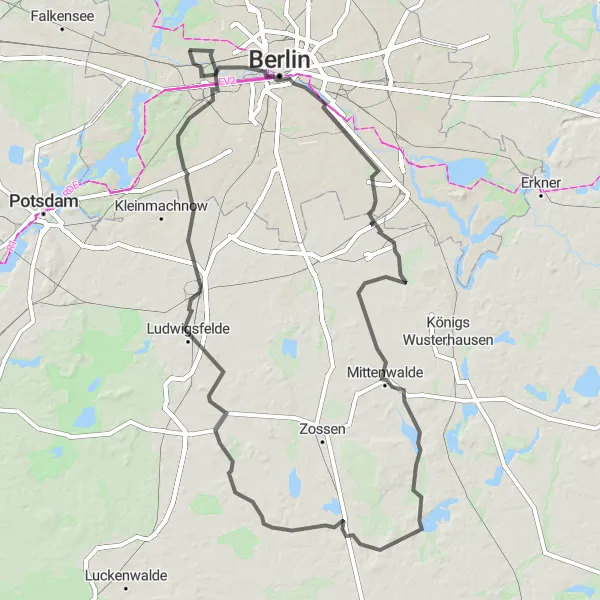 Map miniature of "Classic Berlin Circuit" cycling inspiration in Berlin, Germany. Generated by Tarmacs.app cycling route planner