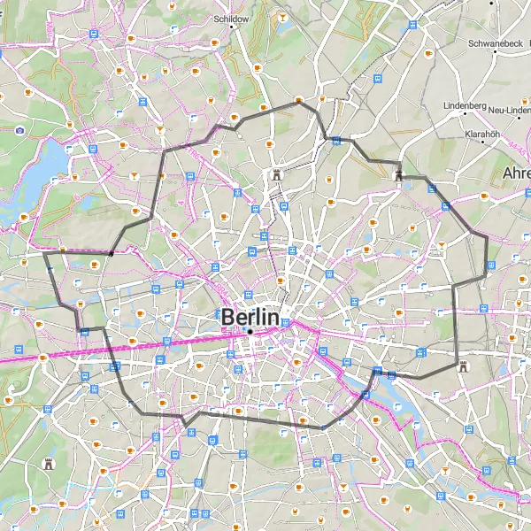 Map miniature of "Hidden Gems in Berlin" cycling inspiration in Berlin, Germany. Generated by Tarmacs.app cycling route planner