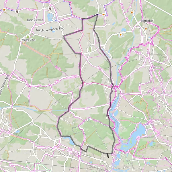 Map miniature of "Scenic Beauty" cycling inspiration in Berlin, Germany. Generated by Tarmacs.app cycling route planner