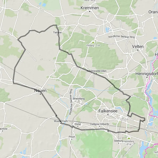 Map miniature of "Road to History" cycling inspiration in Berlin, Germany. Generated by Tarmacs.app cycling route planner