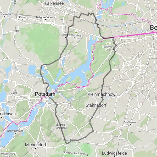 Map miniature of "Grunewald Challenge" cycling inspiration in Berlin, Germany. Generated by Tarmacs.app cycling route planner