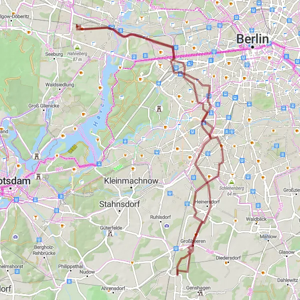 Map miniature of "Berlin's Gravel Delight" cycling inspiration in Berlin, Germany. Generated by Tarmacs.app cycling route planner