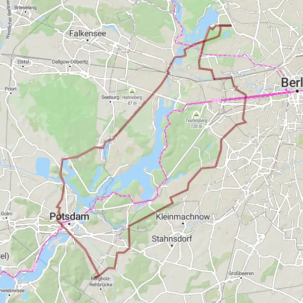 Map miniature of "Charlottenburg Gravel Loop" cycling inspiration in Berlin, Germany. Generated by Tarmacs.app cycling route planner