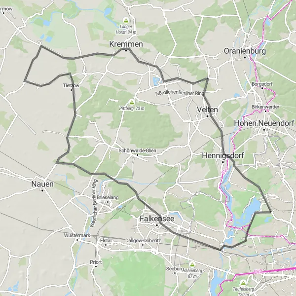 Map miniature of "Lake Tegel Enchantment" cycling inspiration in Berlin, Germany. Generated by Tarmacs.app cycling route planner