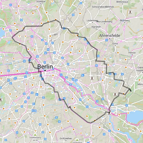 Map miniature of "Berlin Historical Cycling" cycling inspiration in Berlin, Germany. Generated by Tarmacs.app cycling route planner