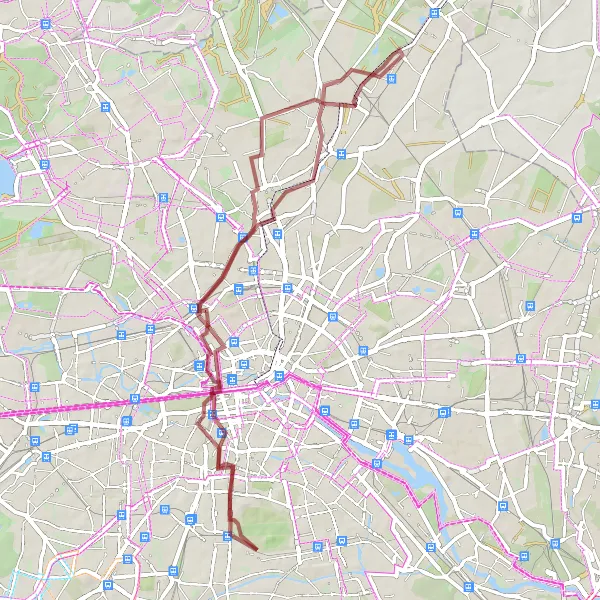 Map miniature of "Scenic Gravel Tour" cycling inspiration in Berlin, Germany. Generated by Tarmacs.app cycling route planner