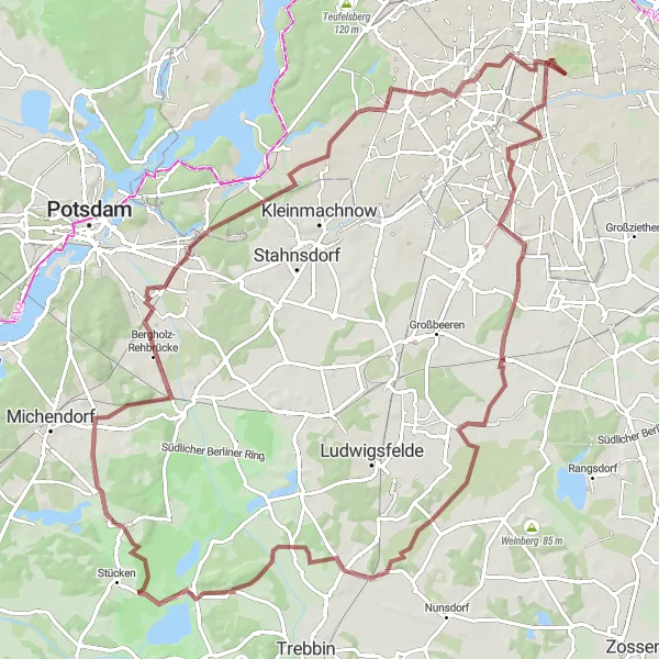 Karten-Miniaturansicht der Radinspiration "Rund um Tempelhof und Schlehenberg" in Berlin, Germany. Erstellt vom Tarmacs.app-Routenplaner für Radtouren