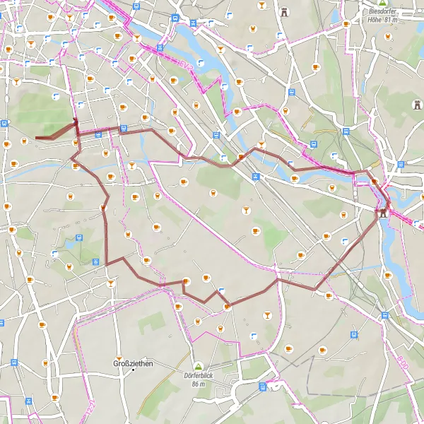 Map miniature of "Köpenick Gravel Excursion" cycling inspiration in Berlin, Germany. Generated by Tarmacs.app cycling route planner