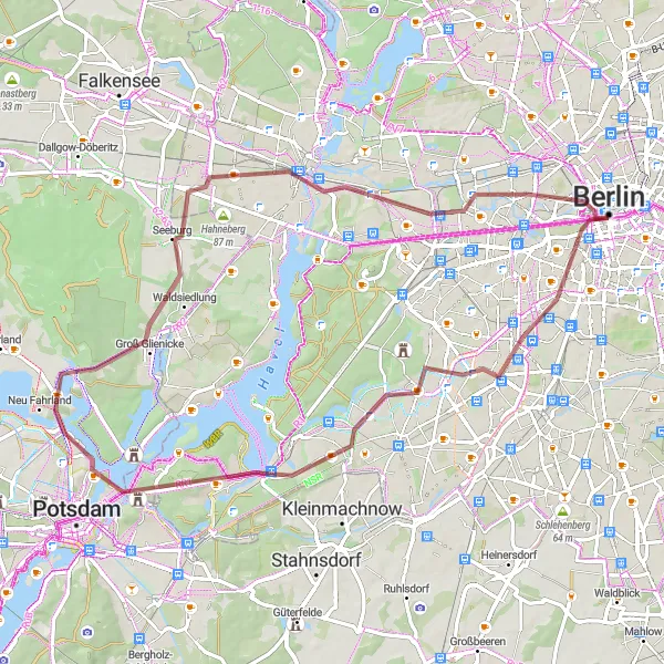 Map miniature of "Royal Palaces and Forests" cycling inspiration in Berlin, Germany. Generated by Tarmacs.app cycling route planner