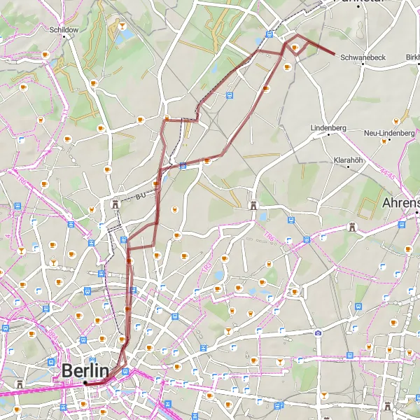 Map miniature of "Urban Mosaic Tour" cycling inspiration in Berlin, Germany. Generated by Tarmacs.app cycling route planner