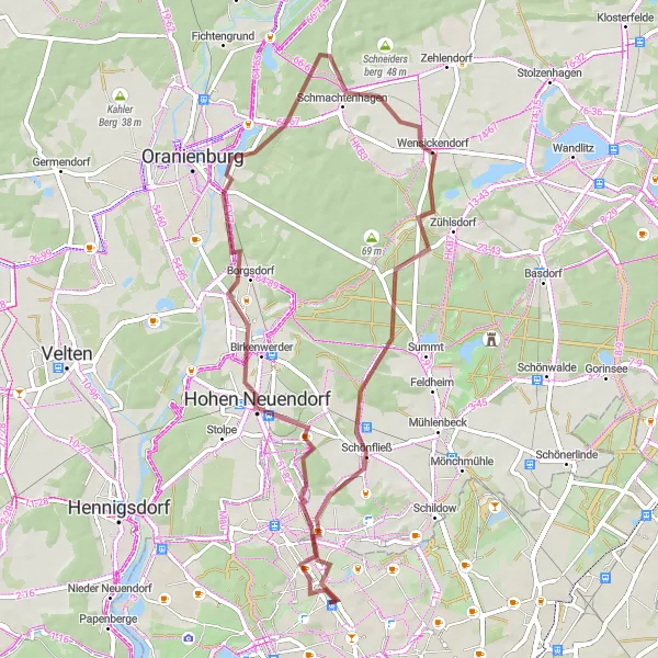 Map miniature of "The Hidden Gems Gravel Ride" cycling inspiration in Berlin, Germany. Generated by Tarmacs.app cycling route planner