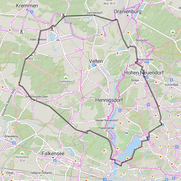 Map miniature of "Discover the Road Wonders" cycling inspiration in Berlin, Germany. Generated by Tarmacs.app cycling route planner