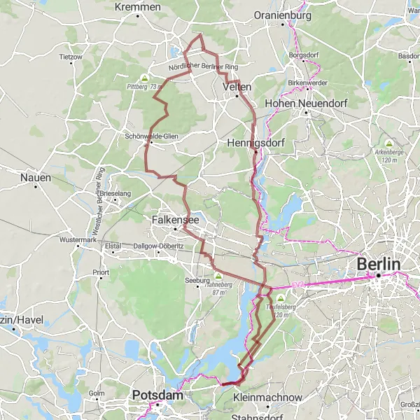 Karten-Miniaturansicht der Radinspiration "Plateau Tour" in Berlin, Germany. Erstellt vom Tarmacs.app-Routenplaner für Radtouren