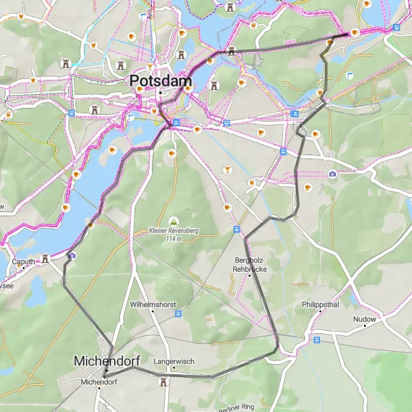 Map miniature of "Breathtaking Scenic Road Tour" cycling inspiration in Berlin, Germany. Generated by Tarmacs.app cycling route planner