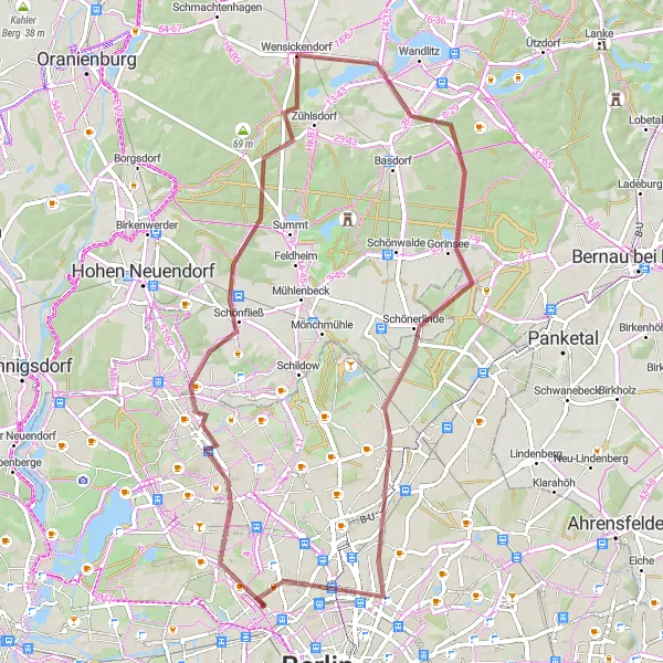 Karten-Miniaturansicht der Radinspiration "Gravel-Abenteuer in Berlin" in Berlin, Germany. Erstellt vom Tarmacs.app-Routenplaner für Radtouren