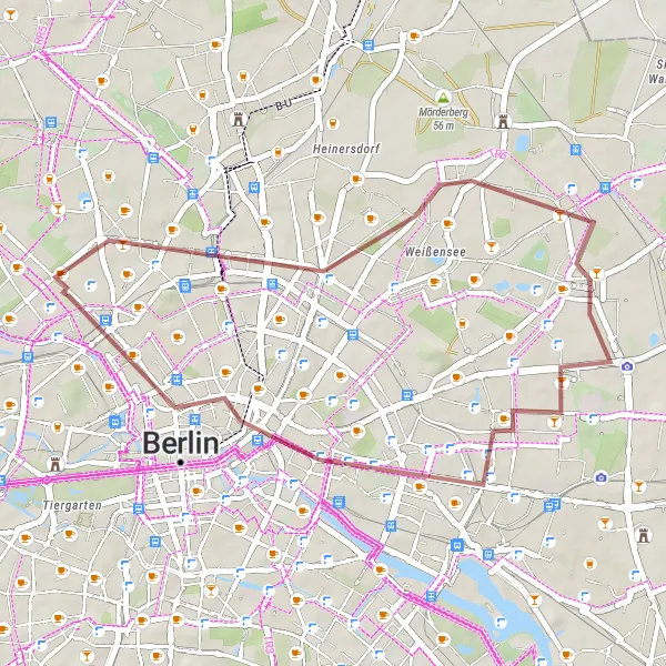 Map miniature of "Berlin Highlights Gravel Route" cycling inspiration in Berlin, Germany. Generated by Tarmacs.app cycling route planner