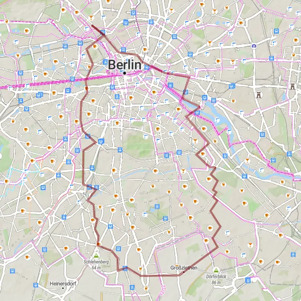 Karten-Miniaturansicht der Radinspiration "Abenteuerliche Gravel-Tour durch Berlin und Umgebung" in Berlin, Germany. Erstellt vom Tarmacs.app-Routenplaner für Radtouren
