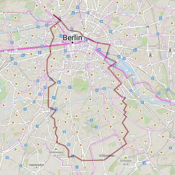 Map miniature of "Gravel Adventure" cycling inspiration in Berlin, Germany. Generated by Tarmacs.app cycling route planner