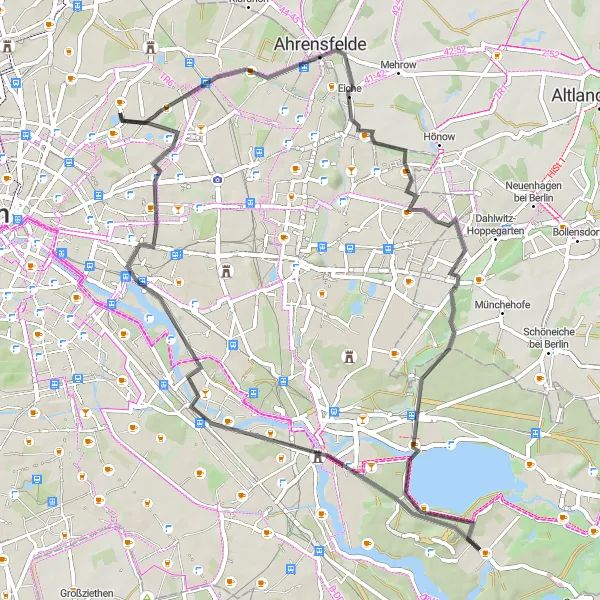 Map miniature of "Berlin Grünes Marathonring" cycling inspiration in Berlin, Germany. Generated by Tarmacs.app cycling route planner