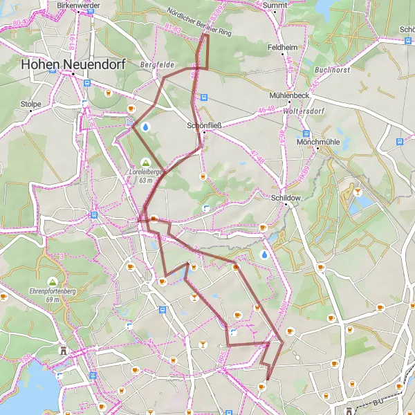 Karten-Miniaturansicht der Radinspiration "Rundtour um Wilhelmsruh" in Berlin, Germany. Erstellt vom Tarmacs.app-Routenplaner für Radtouren