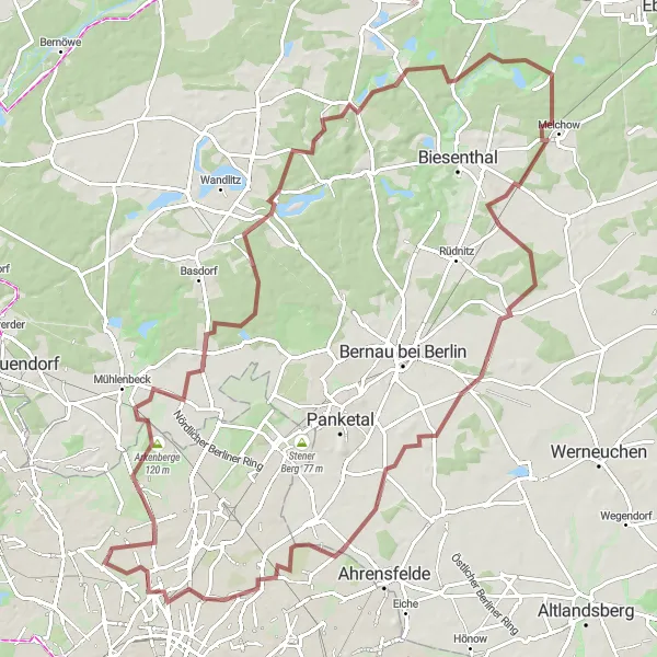 Map miniature of "Forest Ride to Enchanting Villages" cycling inspiration in Berlin, Germany. Generated by Tarmacs.app cycling route planner