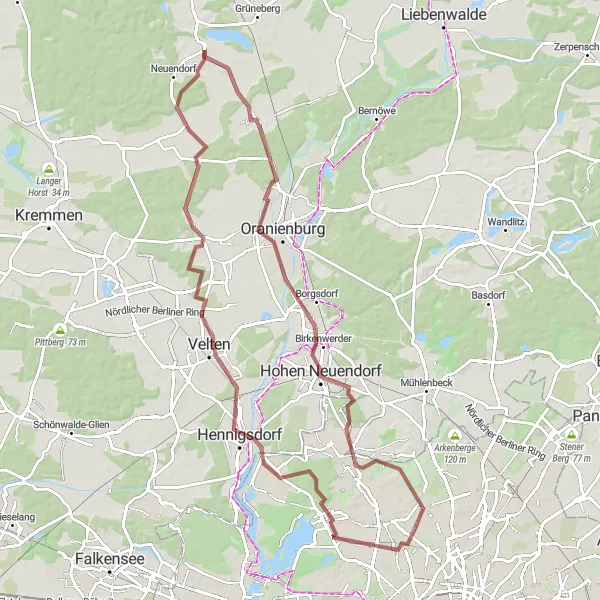 Map miniature of "Wilhelmsruw Gravel Adventure" cycling inspiration in Berlin, Germany. Generated by Tarmacs.app cycling route planner