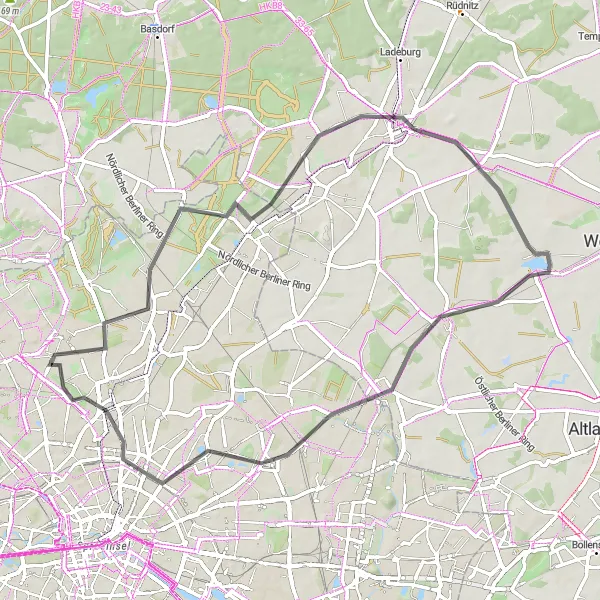 Map miniature of "Dählingsberg Circuit" cycling inspiration in Berlin, Germany. Generated by Tarmacs.app cycling route planner