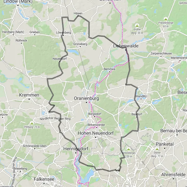 Map miniature of "Humboldt-Schloss Loop" cycling inspiration in Berlin, Germany. Generated by Tarmacs.app cycling route planner