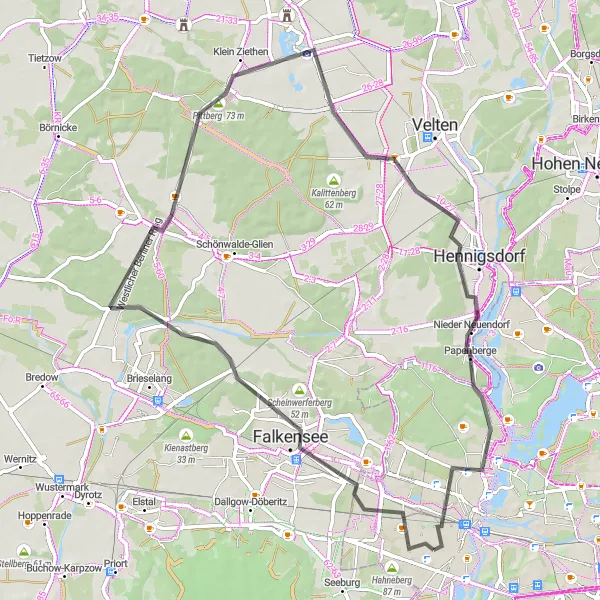 Karten-Miniaturansicht der Radinspiration "Durch das ländliche Umland von Berlin" in Berlin, Germany. Erstellt vom Tarmacs.app-Routenplaner für Radtouren