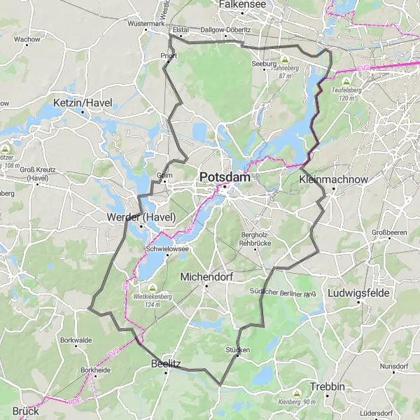 Map miniature of "Havel Loop" cycling inspiration in Berlin, Germany. Generated by Tarmacs.app cycling route planner