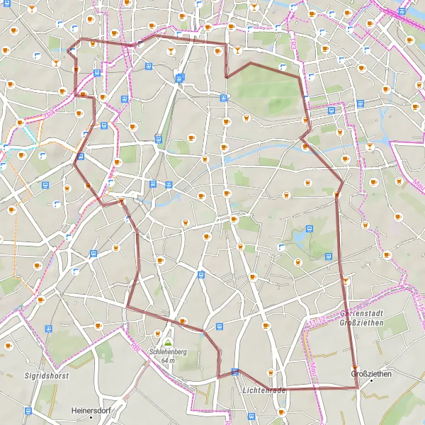 Map miniature of "Gravel Adventure: Kreuzberg to Steglitz" cycling inspiration in Berlin, Germany. Generated by Tarmacs.app cycling route planner