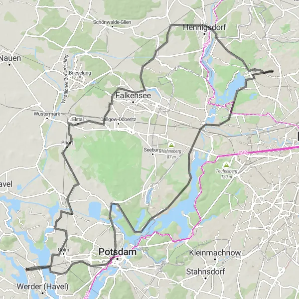 Map miniature of "Wittenau to Apolloberg Road Adventure" cycling inspiration in Berlin, Germany. Generated by Tarmacs.app cycling route planner