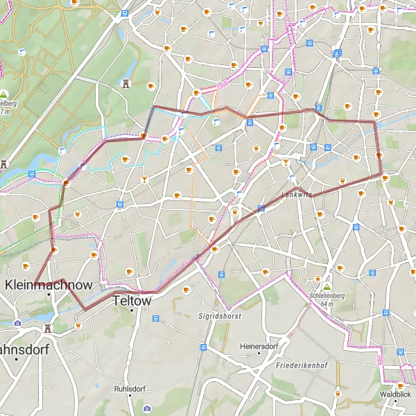 Map miniature of "Insulaner and Teltow Excursion" cycling inspiration in Berlin, Germany. Generated by Tarmacs.app cycling route planner