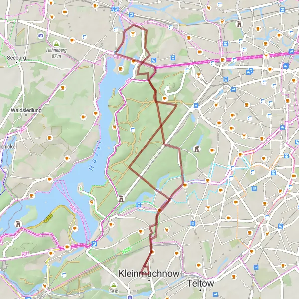 Map miniature of "Wilhelmstadt and Teufelsberg Gravel Tour" cycling inspiration in Berlin, Germany. Generated by Tarmacs.app cycling route planner