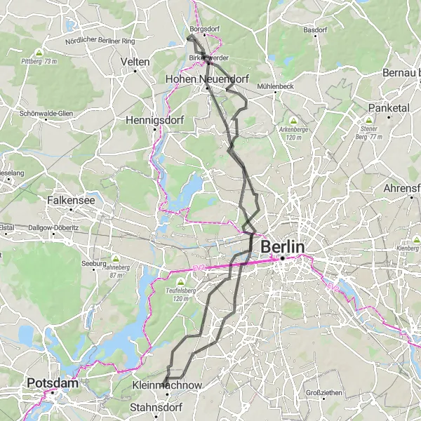 Karten-Miniaturansicht der Radinspiration "Roadtour durch umliegende Gemeinden" in Berlin, Germany. Erstellt vom Tarmacs.app-Routenplaner für Radtouren