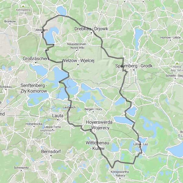 Map miniature of "Discover the Road Cycling Paradise" cycling inspiration in Brandenburg, Germany. Generated by Tarmacs.app cycling route planner