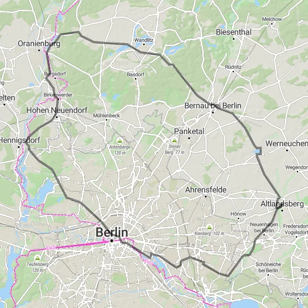 Map miniature of "Altlandsberg Heritage Ride: Exploring History and Nature" cycling inspiration in Brandenburg, Germany. Generated by Tarmacs.app cycling route planner