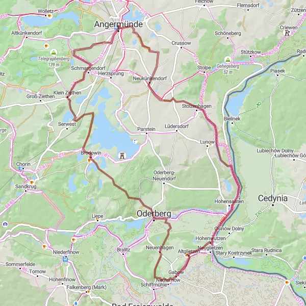 Karten-Miniaturansicht der Radinspiration "Historische Dörfer und Naturschätze" in Brandenburg, Germany. Erstellt vom Tarmacs.app-Routenplaner für Radtouren