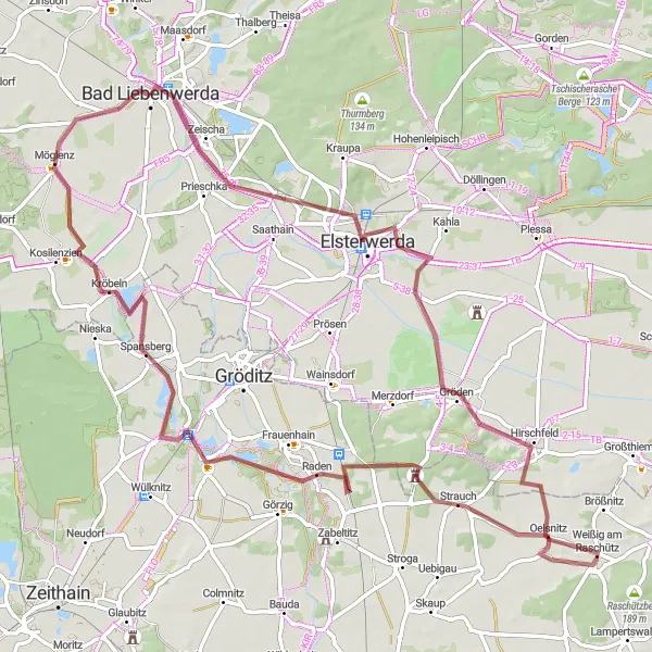 Karten-Miniaturansicht der Radinspiration "Große Lausitz-Runde" in Brandenburg, Germany. Erstellt vom Tarmacs.app-Routenplaner für Radtouren