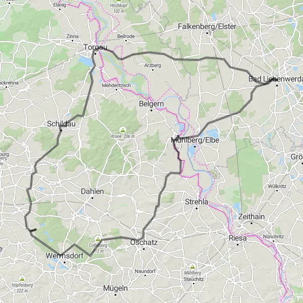 Map miniature of "Historical Castles and Scenic Landscapes" cycling inspiration in Brandenburg, Germany. Generated by Tarmacs.app cycling route planner