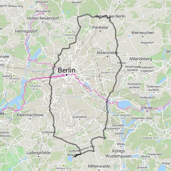 Map miniature of "Historic Landmarks Tour" cycling inspiration in Brandenburg, Germany. Generated by Tarmacs.app cycling route planner