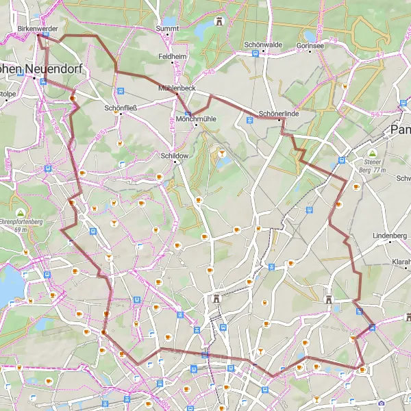 Map miniature of "The Hidden Beauties" cycling inspiration in Brandenburg, Germany. Generated by Tarmacs.app cycling route planner