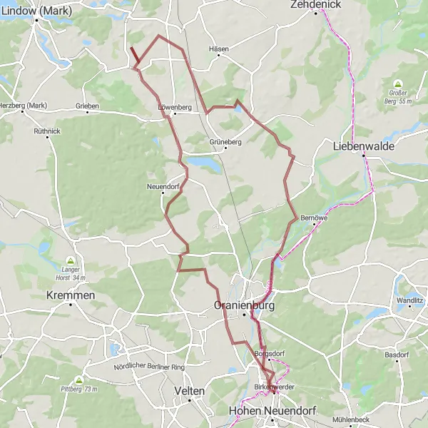 Map miniature of "The Rural Escape" cycling inspiration in Brandenburg, Germany. Generated by Tarmacs.app cycling route planner