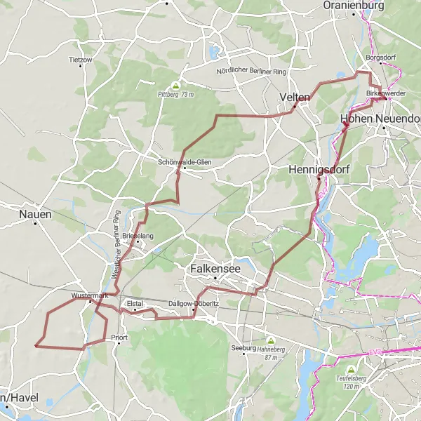 Map miniature of "The Ultimate Nature Escape" cycling inspiration in Brandenburg, Germany. Generated by Tarmacs.app cycling route planner