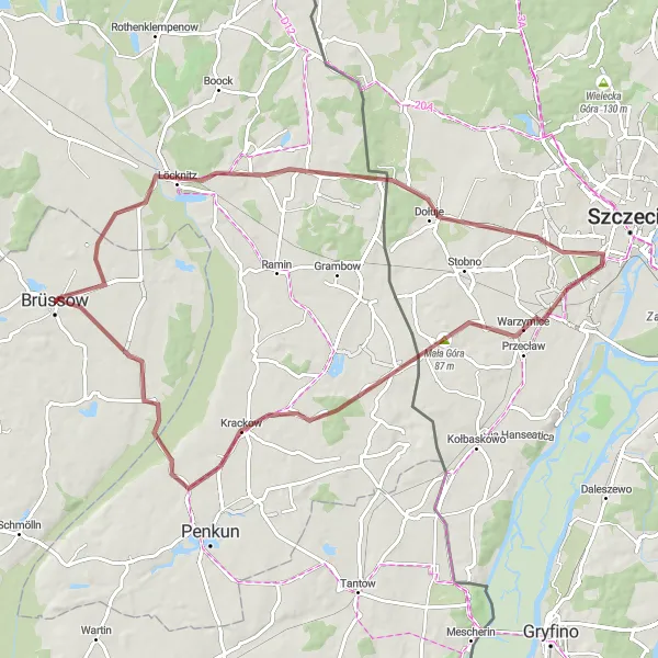Map miniature of "Gravel Adventure Through Historical Towns" cycling inspiration in Brandenburg, Germany. Generated by Tarmacs.app cycling route planner