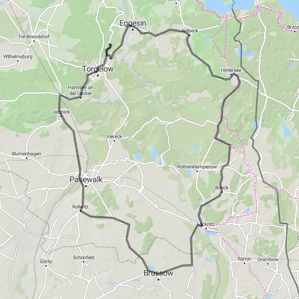 Map miniature of "Ultimate Road Cycling Adventure" cycling inspiration in Brandenburg, Germany. Generated by Tarmacs.app cycling route planner